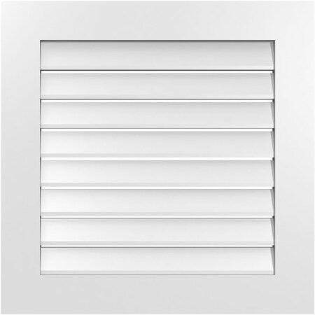 Ekena Millwork Vertical Surface Mount PVC Gable Vent: Functional, w/ 3-1/2"W x 1"P Standard Frame, 28"W x 28"H GVPVE28X2801SF